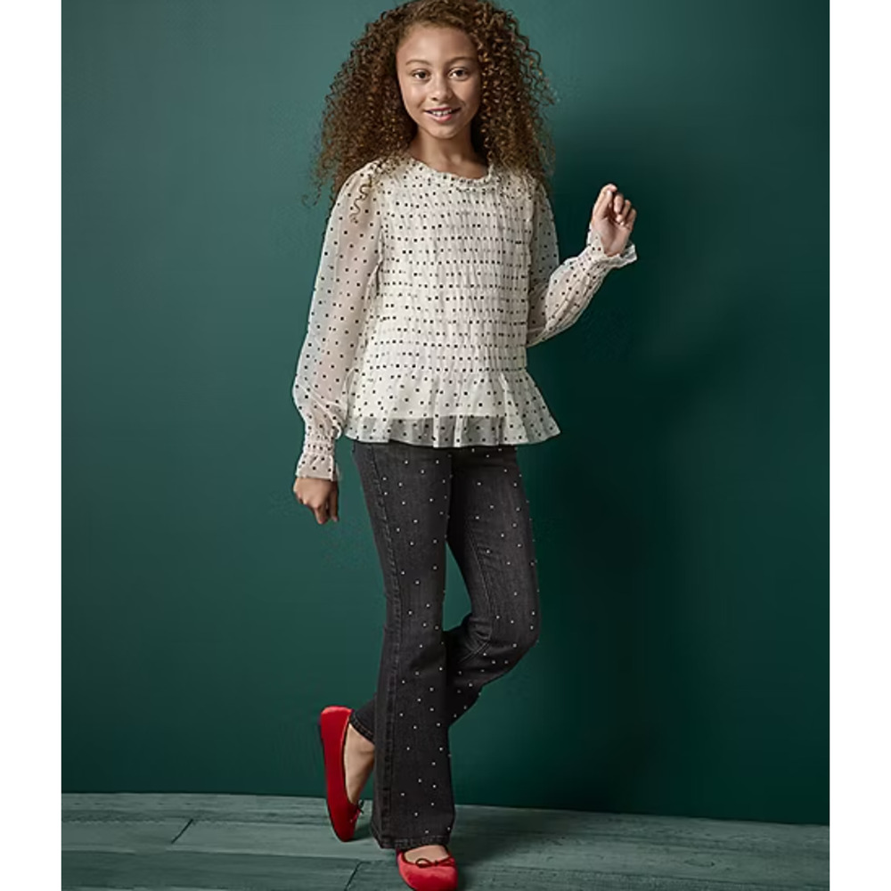 Thereabouts Little & Big Girls Round Neck Long Sleeve Blouse - S 7/8